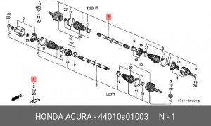 Шарнирный комплект, приводной вал 44010S01003 HONDA