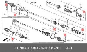 Шарнирный комплект, приводной вал 44014ST7C01 HONDA