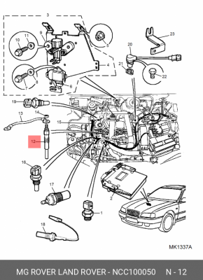Свеча накаливания NCC100050 MG ROVER LAND ROVER