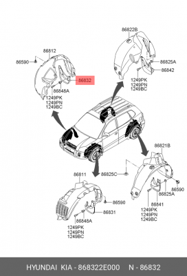 Брызговик 868322E000 HYUNDAI KIA