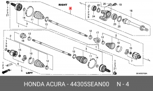Шарнирный комплект, приводной вал 44305-SEA-N00 HONDA