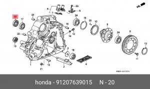 Уплотняющее кольцо вала, автоматическая коробка передач 91207639015 HONDA
