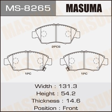 Колодки тормозные дисковые MS8265 MASUMA