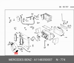 Вентилятор, охлаждение двигателя A1148350007 MERCEDES BENZ