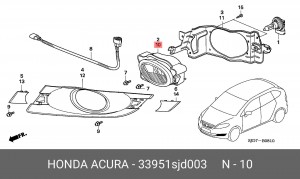 Противотуманная фара 33951SJD003 HONDA