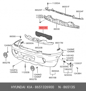 Решетка радиатора 8651326900 HYUNDAI KIA