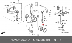 Датчик, частота вращения колеса 57450-SR3-801 HONDA