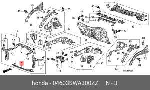 Балка крепления радиатора 04603SWA300ZZ HONDA