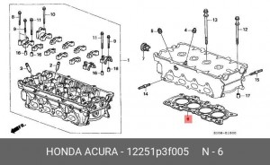 Прокладка, головка цилиндра 12251P3F005 HONDA