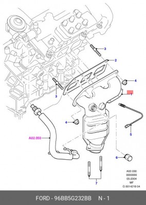 Коллектор выпускной с катализатором 96BB-5G232-BB FORD