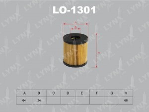 Фильтр масляный двигателя LO-1301 LYNXAUTO