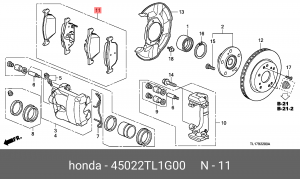 Колодки тормозные дисковые 45022TL1G00 HONDA