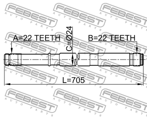 Вал привода колеса в сборе с ШРУСами 0212-N16RH FEBEST