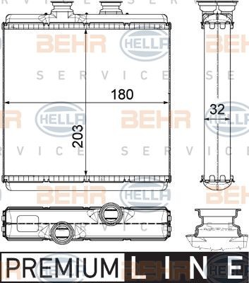 Теплообменник, отопление салона 8FH 351 315-411 HELLA
