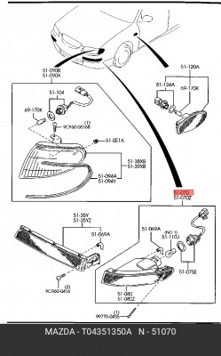 Указатель поворота T04351350A MAZDA
