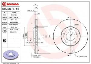 Тормозной диск 09.5801.10 BREMBO