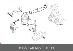 Рукав воздухозаборника, воздушный фильтр 93812701 IVECO