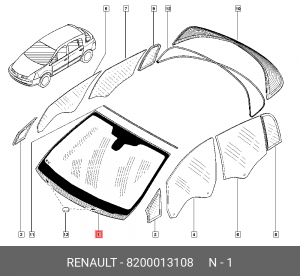 Стекло ветровое 8200013108 RENAULT