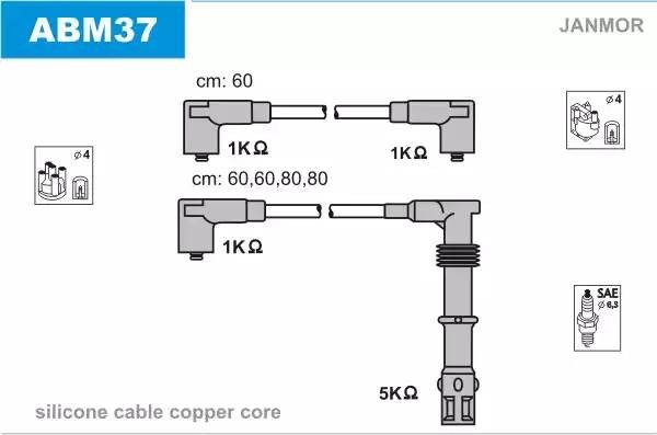 Ккомплект проводов зажигания ABM37 JANMOR