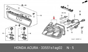 Фонарь задний 33551S1AG02 HONDA