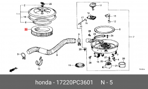 Воздушный фильтр 17220PC3601 HONDA