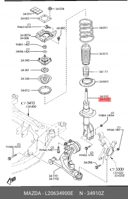 Амортизатор подвески L20634900E MAZDA