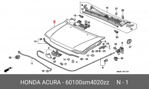 Капот двигателя 60100SM4020ZZ HONDA