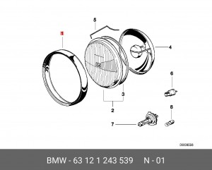 Рамка, основная фара; Рамка 63 12 1 243 539 BMW