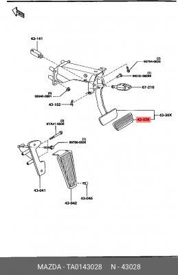 Накладка педали тормоза TA01-43-028 MAZDA