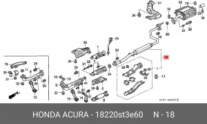 Средний глушитель выхлопных газов 18220ST3E60 HONDA