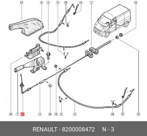 Трос, стояночная тормозная система 8200008472 RENAULT