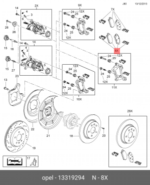 Колодки тормозные дисковые 13319294 GENERAL MOTORS