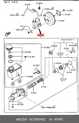 Главный тормозной цилиндр GE7B4340Z MAZDA