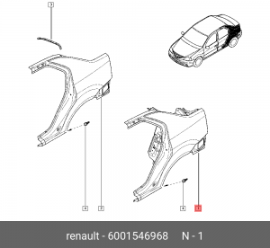 Крыло заднее 6001546968 RENAULT