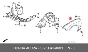 Крыло 60261SR3A00ZZ HONDA