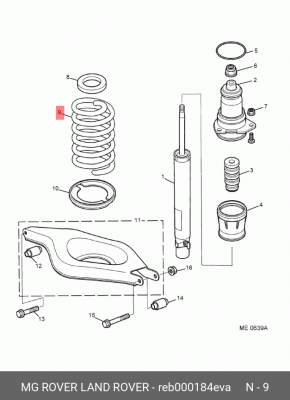 Пружина ходовой части REB000184EVA MG ROVER LAND ROVER