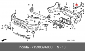 Кронштейн крепления бампера 71598S9A000 HONDA