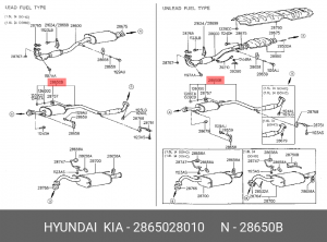Средний глушитель выхлопных газов 2865028010 HYUNDAI KIA