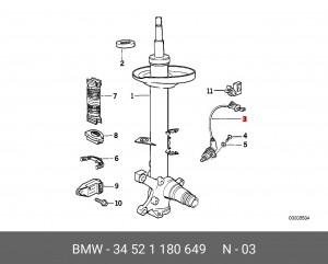 Датчик, частота вращения колеса 34 52 1 180 649 BMW