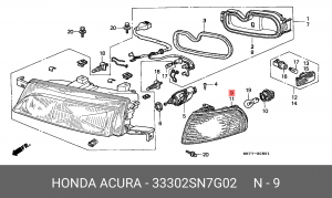 Фонарь указателя поворота 33302SN7G02 HONDA