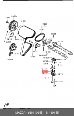 Уплотнительное кольцо, стержень кла Y60110155 MAZDA