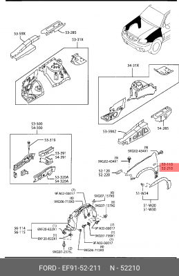 Крыло переднее EF9152211 MAZDA