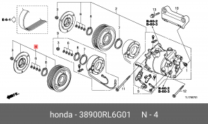 Муфта компрессора кондиционера 38900RL6G01 HONDA