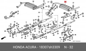 Глушитель выхлопных газов конечный 18307SH3309 HONDA