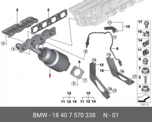 Коллектор выпускной 18 40 7 570 338 BMW