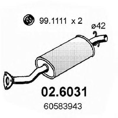 Средний глушитель выхлопных газов 026031 ASSO