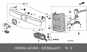 Фонарь задний 33550SZAR01 HONDA