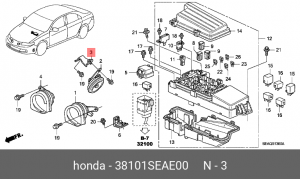 Кронштейн крепления сигнала звукового 38101SEAE00 HONDA