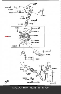Фильтр воздушный B6BF13320B MAZDA