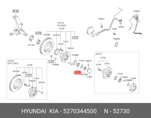 Комплект подшипника ступицы колеса 5270344500 HYUNDAI KIA